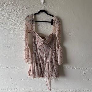 House of CB Floral Sheer Long Sleeve Dress